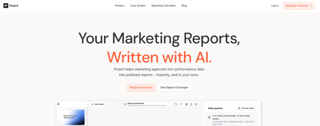 Fluent is an AI-powered data analytics tool designed to simplify how users interact with data
