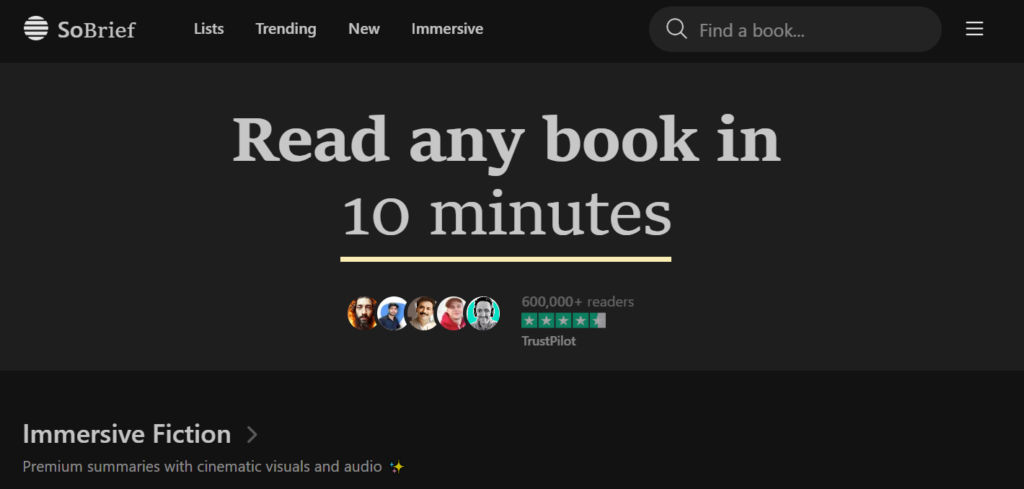 SoBrief is a digital book summary tool that uses AI to break down long books into short, easy summaries