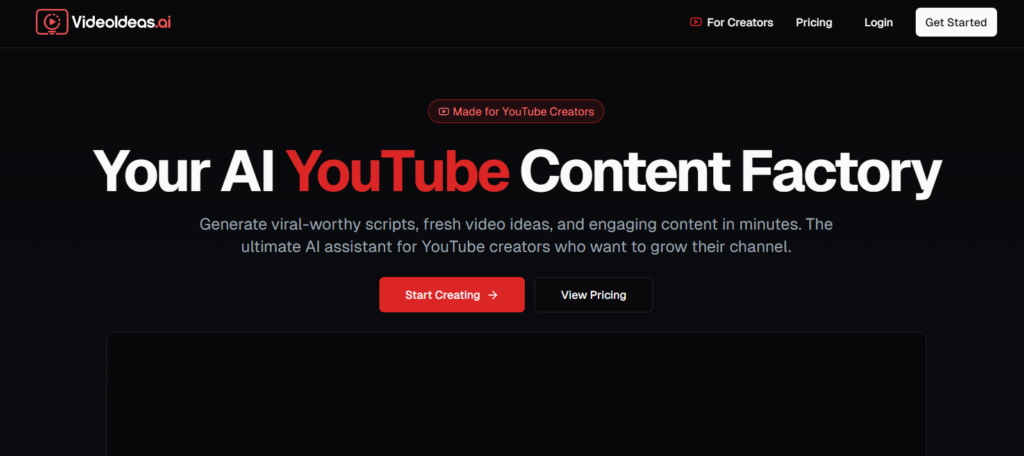 VideoIdeas.ai is an AI-based creative assistant that focuses on generating video ideas from text input.